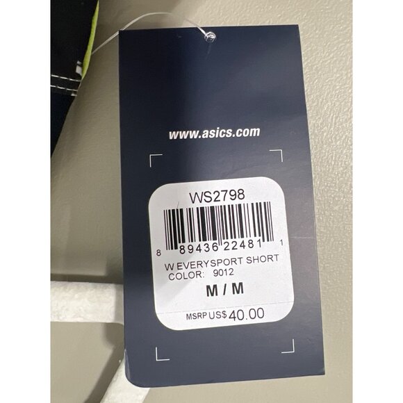 Asics Everysport Short Womens M Elastic Waist Black White Athleisure Workout NEW - Picture 7 of 15